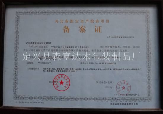 固定資產(chǎn)備案證